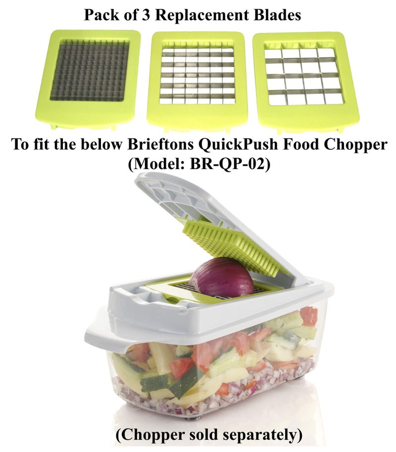 Brieftons QuickPush food chopper (BR-QP-02): Replacement set of 3 blades and 1 cleaning brush - Image 2